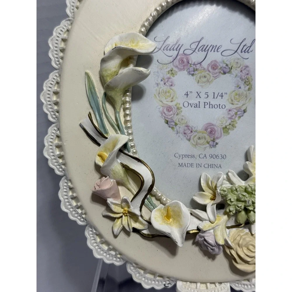 VTG‎ Lady Jayne Ltd Floral Oval Picture Frame 4x5 Romantic Wedding Cottage Chic